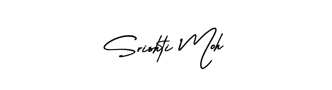 You should practise on your own different ways (AmerikaSignatureDemo-Regular) to write your name (Srishti Moh) in signature. don't let someone else do it for you. Srishti Moh signature style 3 images and pictures png