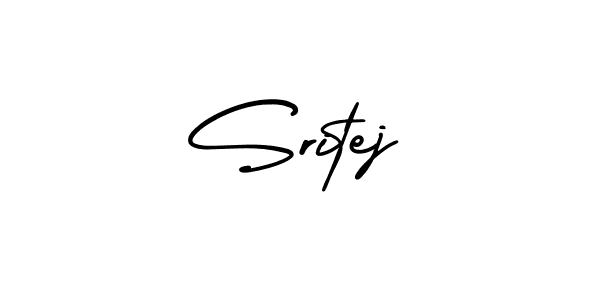 You should practise on your own different ways (AmerikaSignatureDemo-Regular) to write your name (Sritej) in signature. don't let someone else do it for you. Sritej signature style 3 images and pictures png