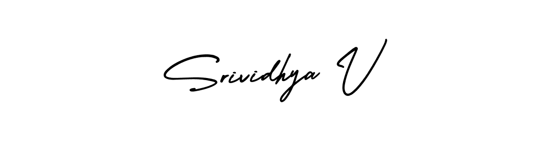 The best way (AmerikaSignatureDemo-Regular) to make a short signature is to pick only two or three words in your name. The name Srividhya V include a total of six letters. For converting this name. Srividhya V signature style 3 images and pictures png