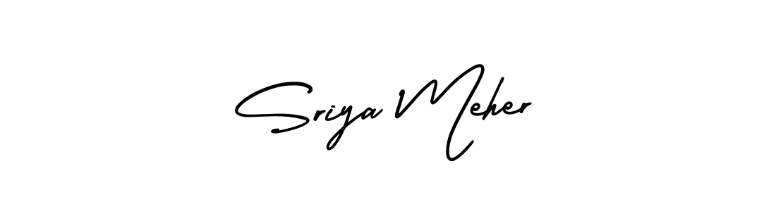You should practise on your own different ways (AmerikaSignatureDemo-Regular) to write your name (Sriya Meher) in signature. don't let someone else do it for you. Sriya Meher signature style 3 images and pictures png