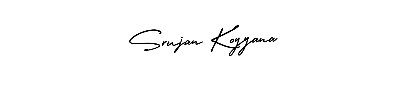 This is the best signature style for the Srujan Koyyana name. Also you like these signature font (AmerikaSignatureDemo-Regular). Mix name signature. Srujan Koyyana signature style 3 images and pictures png