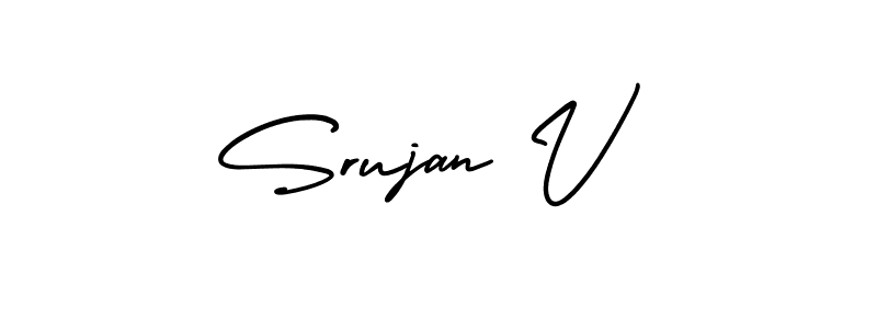 This is the best signature style for the Srujan V name. Also you like these signature font (AmerikaSignatureDemo-Regular). Mix name signature. Srujan V signature style 3 images and pictures png