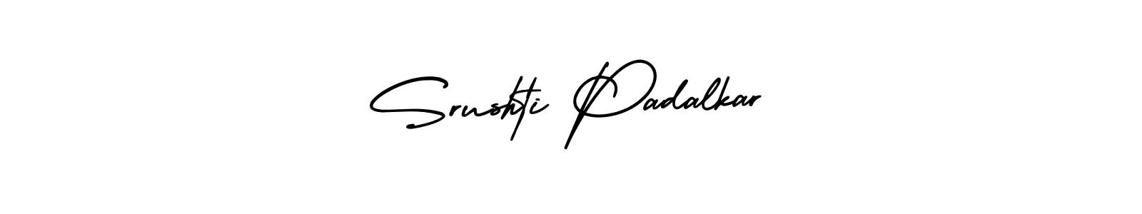 You should practise on your own different ways (AmerikaSignatureDemo-Regular) to write your name (Srushti Padalkar) in signature. don't let someone else do it for you. Srushti Padalkar signature style 3 images and pictures png