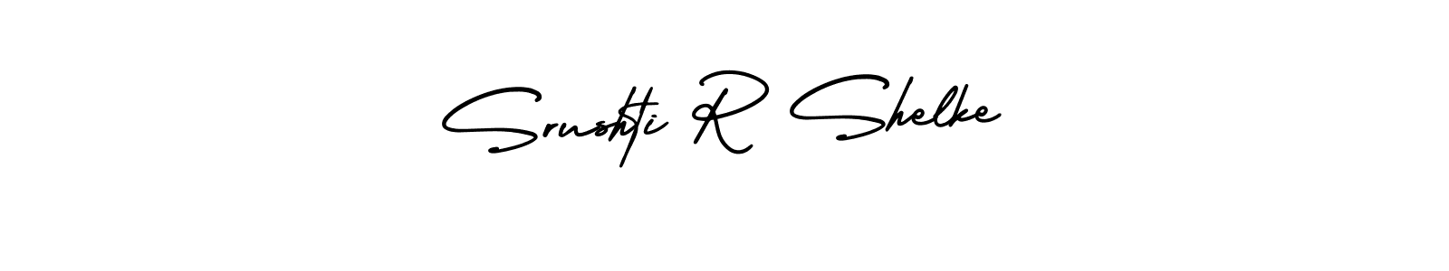 You should practise on your own different ways (AmerikaSignatureDemo-Regular) to write your name (Srushti R Shelke) in signature. don't let someone else do it for you. Srushti R Shelke signature style 3 images and pictures png