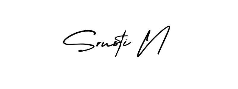 You should practise on your own different ways (AmerikaSignatureDemo-Regular) to write your name (Srusti N) in signature. don't let someone else do it for you. Srusti N signature style 3 images and pictures png