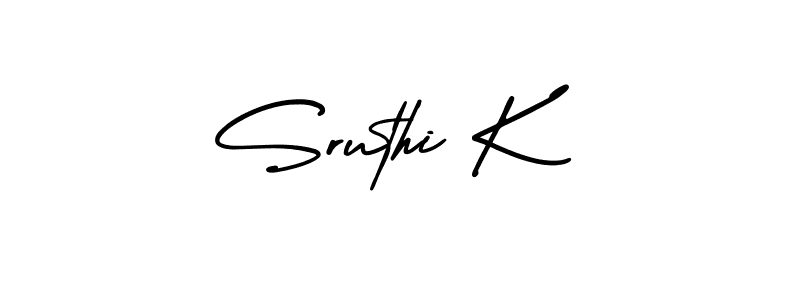 The best way (AmerikaSignatureDemo-Regular) to make a short signature is to pick only two or three words in your name. The name Sruthi K include a total of six letters. For converting this name. Sruthi K signature style 3 images and pictures png