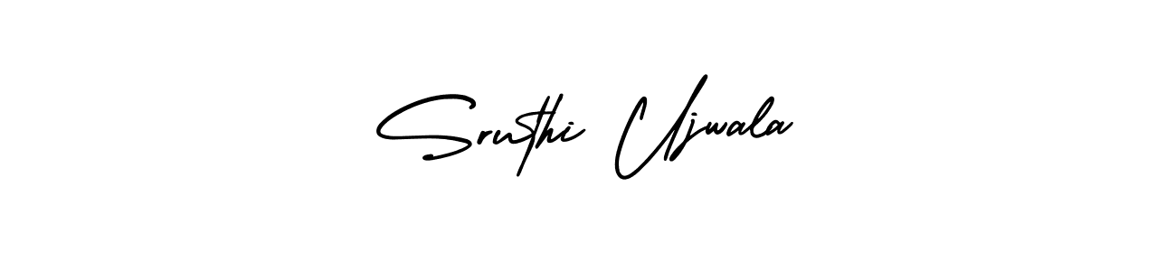 The best way (AmerikaSignatureDemo-Regular) to make a short signature is to pick only two or three words in your name. The name Sruthi Ujwala include a total of six letters. For converting this name. Sruthi Ujwala signature style 3 images and pictures png