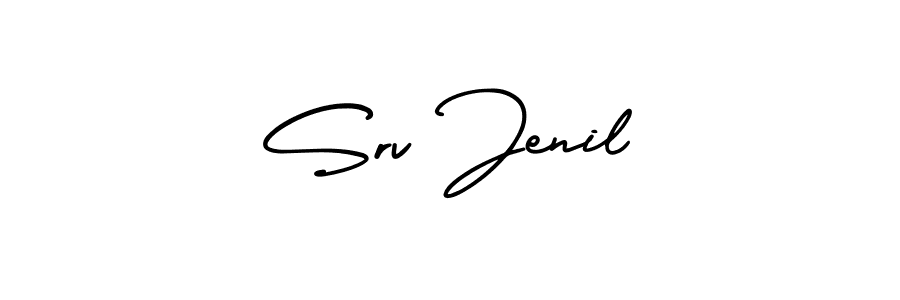 Similarly AmerikaSignatureDemo-Regular is the best handwritten signature design. Signature creator online .You can use it as an online autograph creator for name Srv Jenil. Srv Jenil signature style 3 images and pictures png