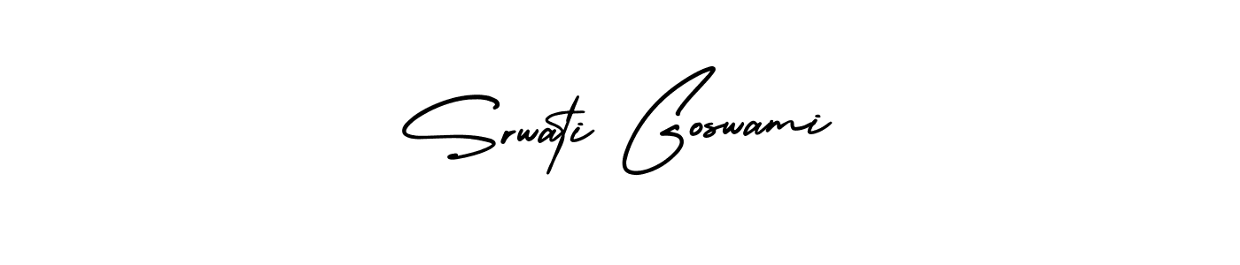 This is the best signature style for the Srwati Goswami name. Also you like these signature font (AmerikaSignatureDemo-Regular). Mix name signature. Srwati Goswami signature style 3 images and pictures png
