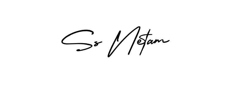 How to make Ss Netam name signature. Use AmerikaSignatureDemo-Regular style for creating short signs online. This is the latest handwritten sign. Ss Netam signature style 3 images and pictures png