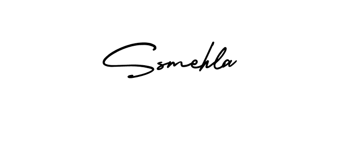 You should practise on your own different ways (AmerikaSignatureDemo-Regular) to write your name (Ssmehla) in signature. don't let someone else do it for you. Ssmehla signature style 3 images and pictures png