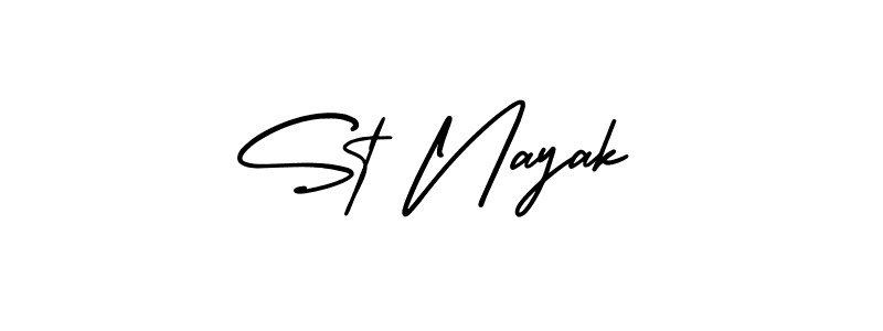 The best way (AmerikaSignatureDemo-Regular) to make a short signature is to pick only two or three words in your name. The name St Nayak include a total of six letters. For converting this name. St Nayak signature style 3 images and pictures png