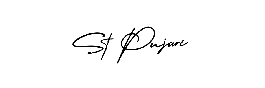 AmerikaSignatureDemo-Regular is a professional signature style that is perfect for those who want to add a touch of class to their signature. It is also a great choice for those who want to make their signature more unique. Get St Pujari name to fancy signature for free. St Pujari signature style 3 images and pictures png