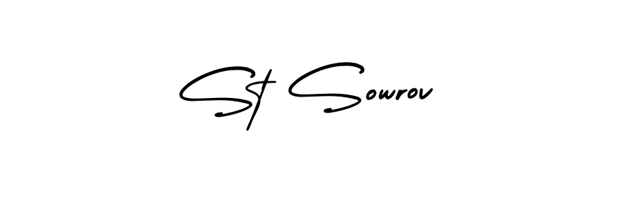 How to make St Sowrov name signature. Use AmerikaSignatureDemo-Regular style for creating short signs online. This is the latest handwritten sign. St Sowrov signature style 3 images and pictures png