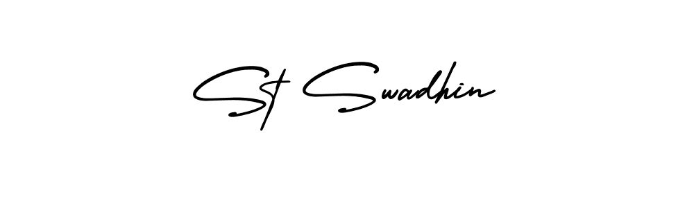 Similarly AmerikaSignatureDemo-Regular is the best handwritten signature design. Signature creator online .You can use it as an online autograph creator for name St Swadhin. St Swadhin signature style 3 images and pictures png