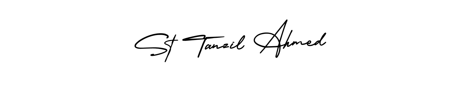 How to make St Tanzil Ahmed name signature. Use AmerikaSignatureDemo-Regular style for creating short signs online. This is the latest handwritten sign. St Tanzil Ahmed signature style 3 images and pictures png