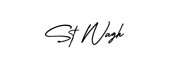 Use a signature maker to create a handwritten signature online. With this signature software, you can design (AmerikaSignatureDemo-Regular) your own signature for name St Wagh. St Wagh signature style 3 images and pictures png