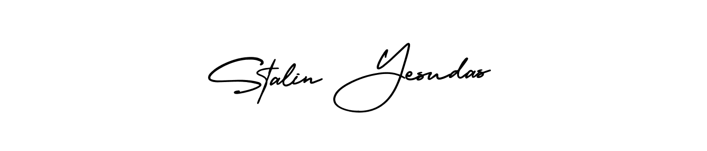 The best way (AmerikaSignatureDemo-Regular) to make a short signature is to pick only two or three words in your name. The name Stalin Yesudas include a total of six letters. For converting this name. Stalin Yesudas signature style 3 images and pictures png