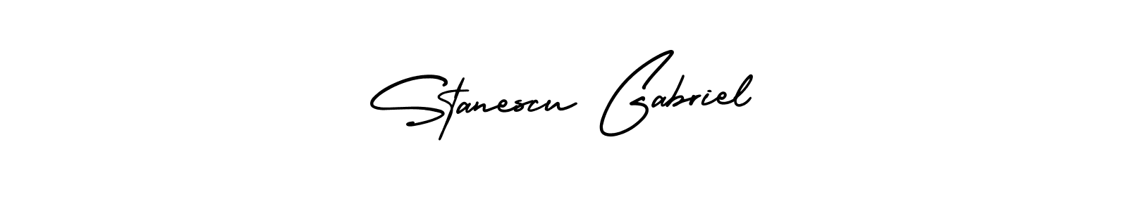 The best way (AmerikaSignatureDemo-Regular) to make a short signature is to pick only two or three words in your name. The name Stanescu Gabriel include a total of six letters. For converting this name. Stanescu Gabriel signature style 3 images and pictures png
