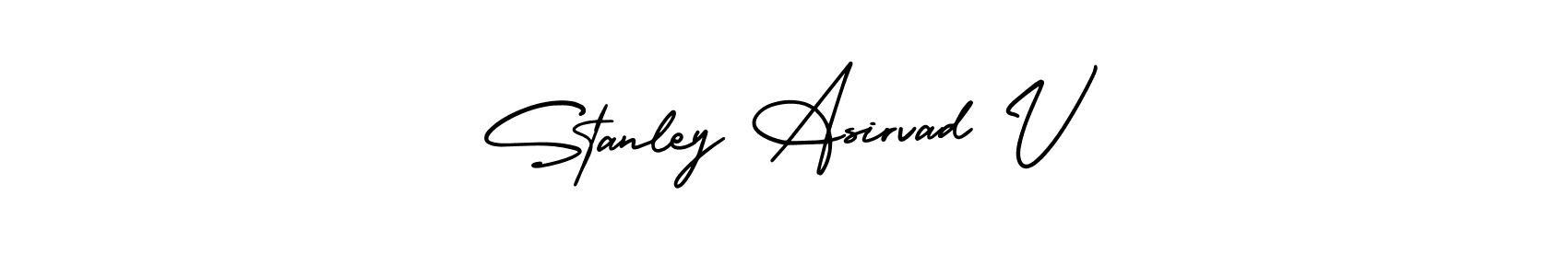 AmerikaSignatureDemo-Regular is a professional signature style that is perfect for those who want to add a touch of class to their signature. It is also a great choice for those who want to make their signature more unique. Get Stanley Asirvad V name to fancy signature for free. Stanley Asirvad V signature style 3 images and pictures png