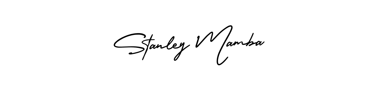 You should practise on your own different ways (AmerikaSignatureDemo-Regular) to write your name (Stanley Mamba) in signature. don't let someone else do it for you. Stanley Mamba signature style 3 images and pictures png