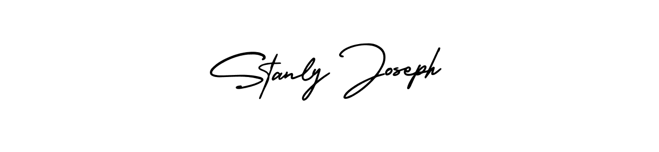 You should practise on your own different ways (AmerikaSignatureDemo-Regular) to write your name (Stanly Joseph) in signature. don't let someone else do it for you. Stanly Joseph signature style 3 images and pictures png