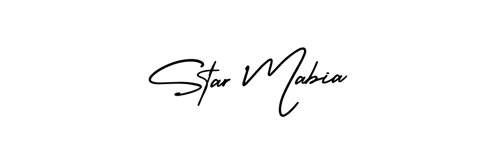 You should practise on your own different ways (AmerikaSignatureDemo-Regular) to write your name (Star Mabia) in signature. don't let someone else do it for you. Star Mabia signature style 3 images and pictures png