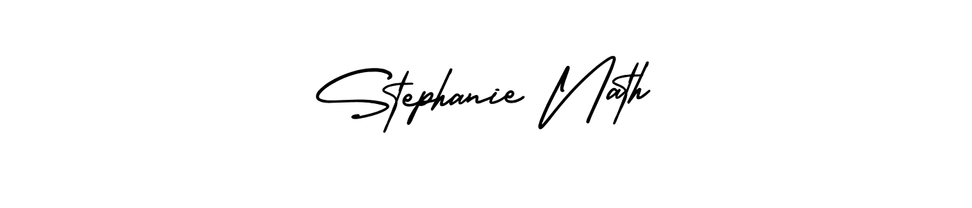 You should practise on your own different ways (AmerikaSignatureDemo-Regular) to write your name (Stephanie Nath) in signature. don't let someone else do it for you. Stephanie Nath signature style 3 images and pictures png