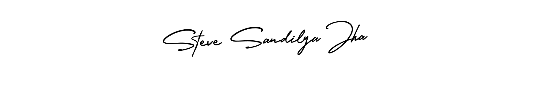 You should practise on your own different ways (AmerikaSignatureDemo-Regular) to write your name (Steve Sandilya Jha) in signature. don't let someone else do it for you. Steve Sandilya Jha signature style 3 images and pictures png