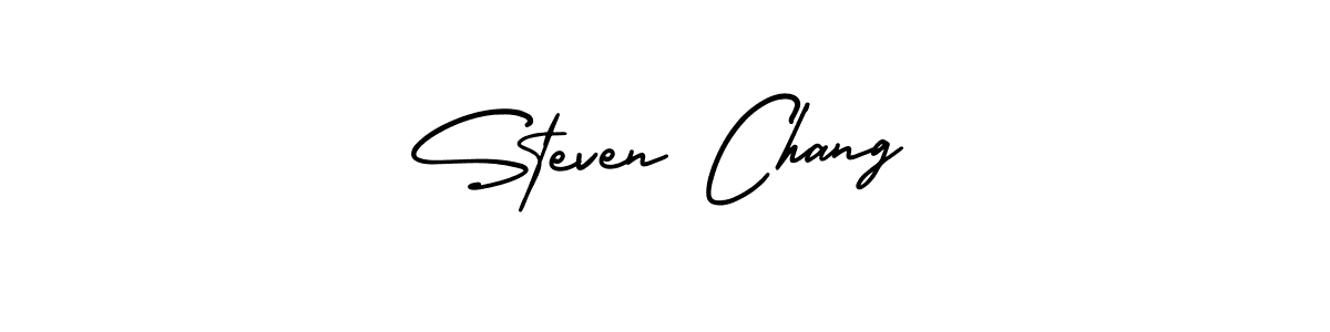 Make a beautiful signature design for name Steven Chang. With this signature (AmerikaSignatureDemo-Regular) style, you can create a handwritten signature for free. Steven Chang signature style 3 images and pictures png