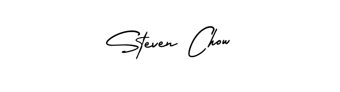 You should practise on your own different ways (AmerikaSignatureDemo-Regular) to write your name (Steven Chow) in signature. don't let someone else do it for you. Steven Chow signature style 3 images and pictures png