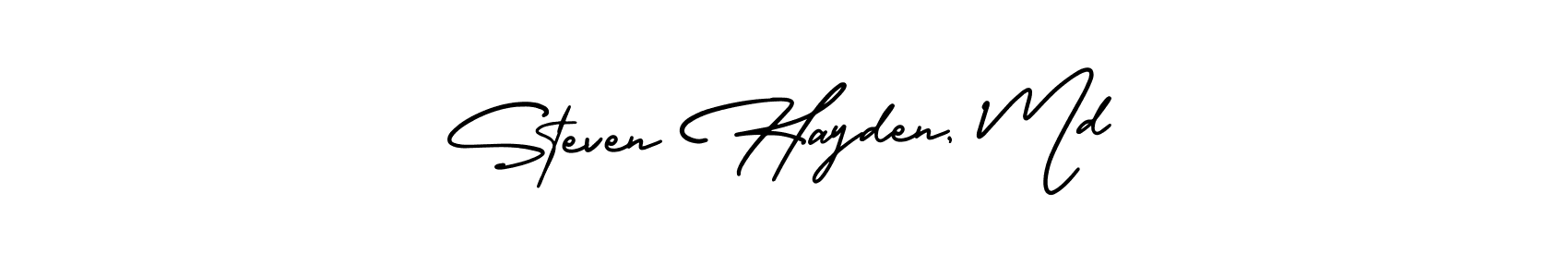 You should practise on your own different ways (AmerikaSignatureDemo-Regular) to write your name (Steven Hayden, Md) in signature. don't let someone else do it for you. Steven Hayden, Md signature style 3 images and pictures png