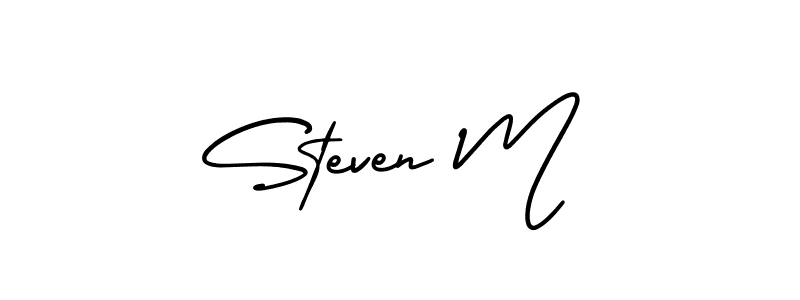 It looks lik you need a new signature style for name Steven M. Design unique handwritten (AmerikaSignatureDemo-Regular) signature with our free signature maker in just a few clicks. Steven M signature style 3 images and pictures png