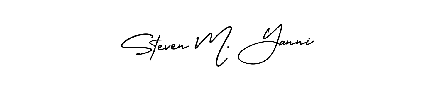 The best way (AmerikaSignatureDemo-Regular) to make a short signature is to pick only two or three words in your name. The name Steven M. Yanni include a total of six letters. For converting this name. Steven M. Yanni signature style 3 images and pictures png