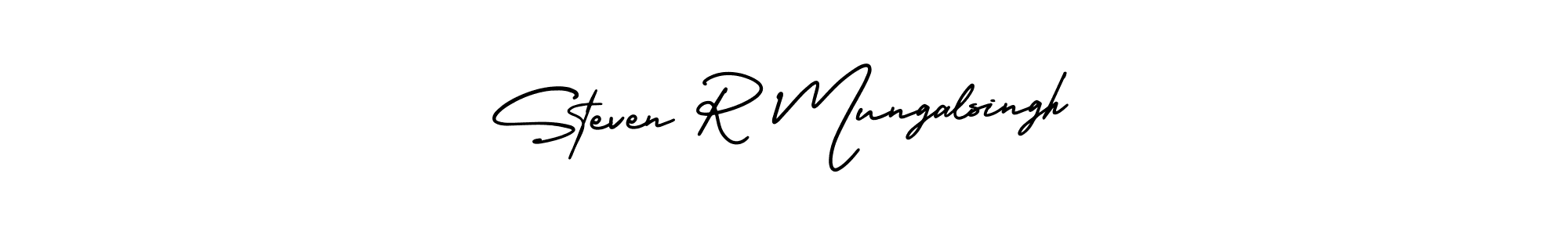 This is the best signature style for the Steven R Mungalsingh name. Also you like these signature font (AmerikaSignatureDemo-Regular). Mix name signature. Steven R Mungalsingh signature style 3 images and pictures png
