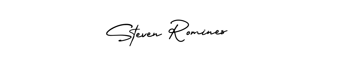 The best way (AmerikaSignatureDemo-Regular) to make a short signature is to pick only two or three words in your name. The name Steven Romines include a total of six letters. For converting this name. Steven Romines signature style 3 images and pictures png