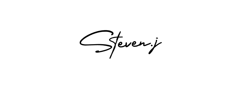 if you are searching for the best signature style for your name Steven.j. so please give up your signature search. here we have designed multiple signature styles  using AmerikaSignatureDemo-Regular. Steven.j signature style 3 images and pictures png
