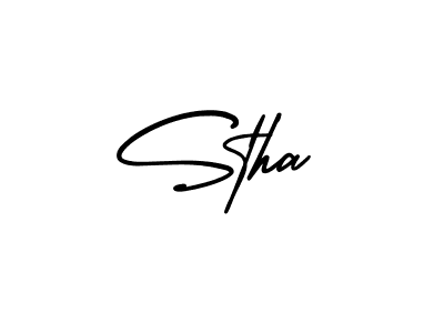 You should practise on your own different ways (AmerikaSignatureDemo-Regular) to write your name (Stha) in signature. don't let someone else do it for you. Stha signature style 3 images and pictures png