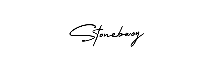 Make a beautiful signature design for name Stonebwoy. With this signature (AmerikaSignatureDemo-Regular) style, you can create a handwritten signature for free. Stonebwoy signature style 3 images and pictures png