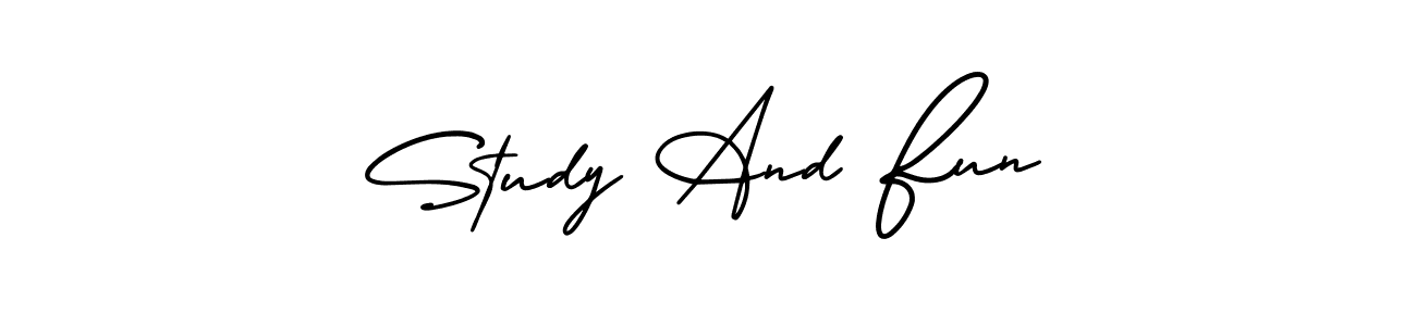 Create a beautiful signature design for name Study And Fun. With this signature (AmerikaSignatureDemo-Regular) fonts, you can make a handwritten signature for free. Study And Fun signature style 3 images and pictures png