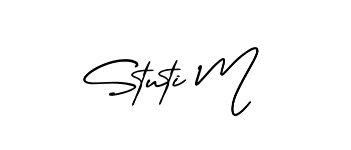 It looks lik you need a new signature style for name Stuti M. Design unique handwritten (AmerikaSignatureDemo-Regular) signature with our free signature maker in just a few clicks. Stuti M signature style 3 images and pictures png