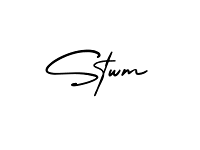 It looks lik you need a new signature style for name Stwm. Design unique handwritten (AmerikaSignatureDemo-Regular) signature with our free signature maker in just a few clicks. Stwm signature style 3 images and pictures png