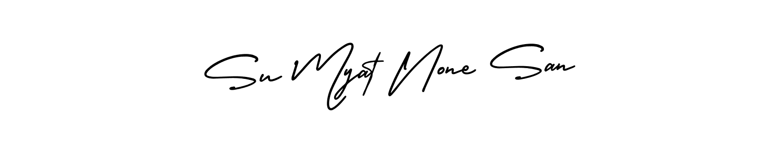 How to make Su Myat None San name signature. Use AmerikaSignatureDemo-Regular style for creating short signs online. This is the latest handwritten sign. Su Myat None San signature style 3 images and pictures png