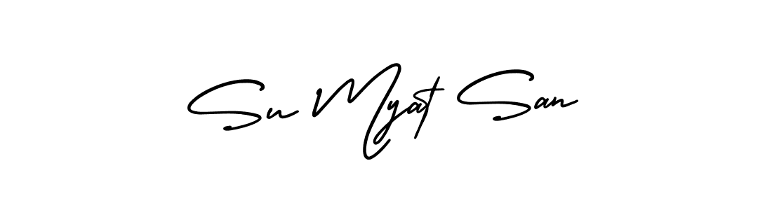 Similarly AmerikaSignatureDemo-Regular is the best handwritten signature design. Signature creator online .You can use it as an online autograph creator for name Su Myat San. Su Myat San signature style 3 images and pictures png