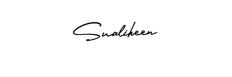 The best way (AmerikaSignatureDemo-Regular) to make a short signature is to pick only two or three words in your name. The name Sualiheen include a total of six letters. For converting this name. Sualiheen signature style 3 images and pictures png
