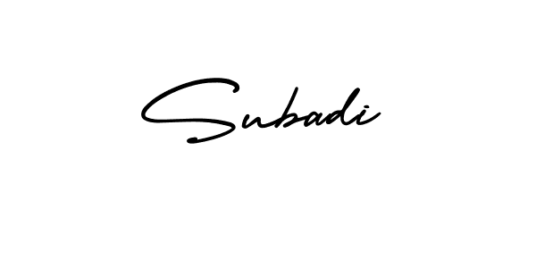 Use a signature maker to create a handwritten signature online. With this signature software, you can design (AmerikaSignatureDemo-Regular) your own signature for name Subadi. Subadi signature style 3 images and pictures png