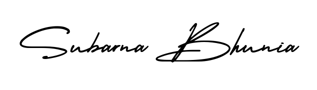A modern signature idea for name Subarna Bhunia using AmerikaSignatureDemo-Regular font. Clean strokes and elegant curves make it stand out instantly. Subarna Bhunia signature style 3 images and pictures png