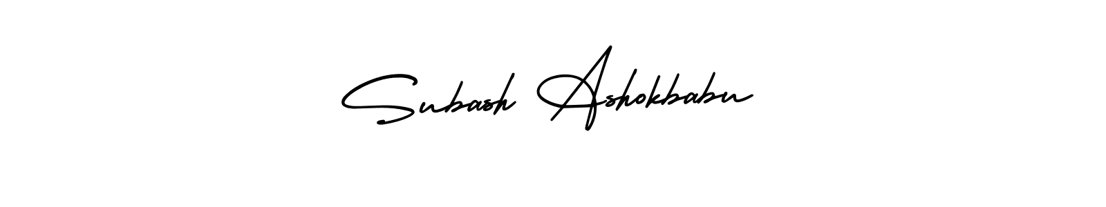 You should practise on your own different ways (AmerikaSignatureDemo-Regular) to write your name (Subash Ashokbabu) in signature. don't let someone else do it for you. Subash Ashokbabu signature style 3 images and pictures png