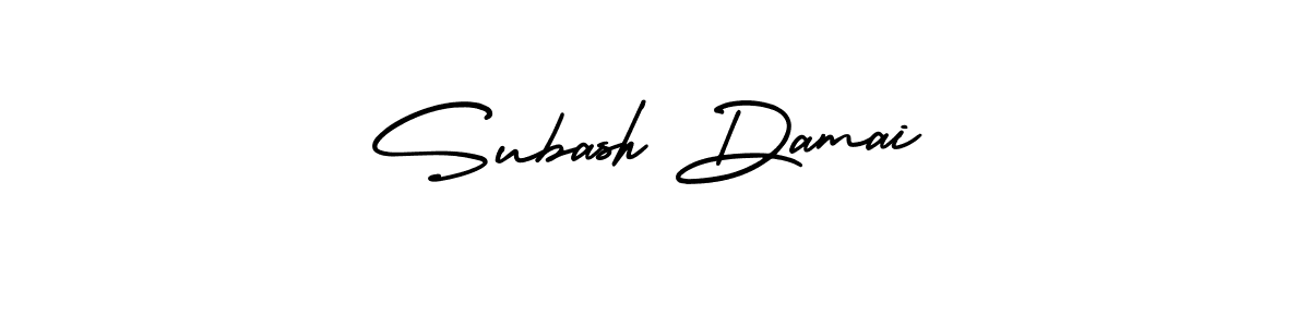 This is the best signature style for the Subash Damai name. Also you like these signature font (AmerikaSignatureDemo-Regular). Mix name signature. Subash Damai signature style 3 images and pictures png