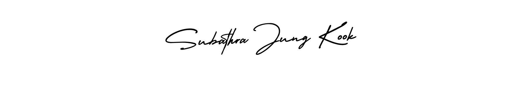 How to Draw Subathra Jung Kook signature style? AmerikaSignatureDemo-Regular is a latest design signature styles for name Subathra Jung Kook. Subathra Jung Kook signature style 3 images and pictures png